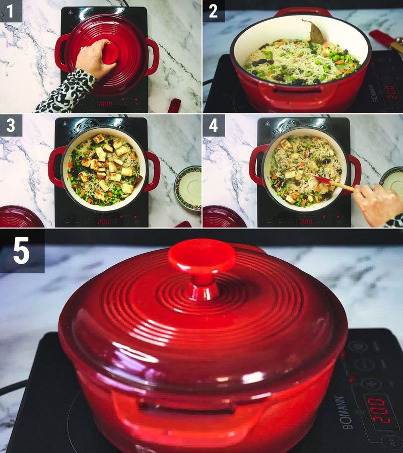 Image of the recipe cooking step-1-9 for Paneer Pulao