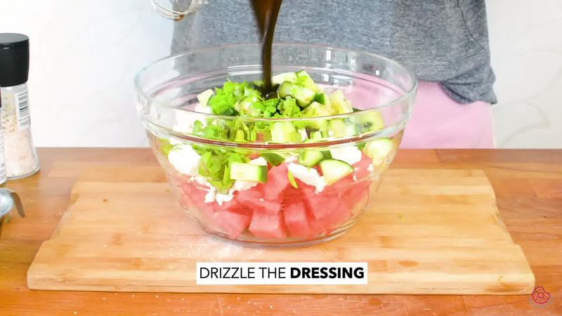 Image of the recipe cooking step-2-4 for Watermelon Cucumber Feta Salad